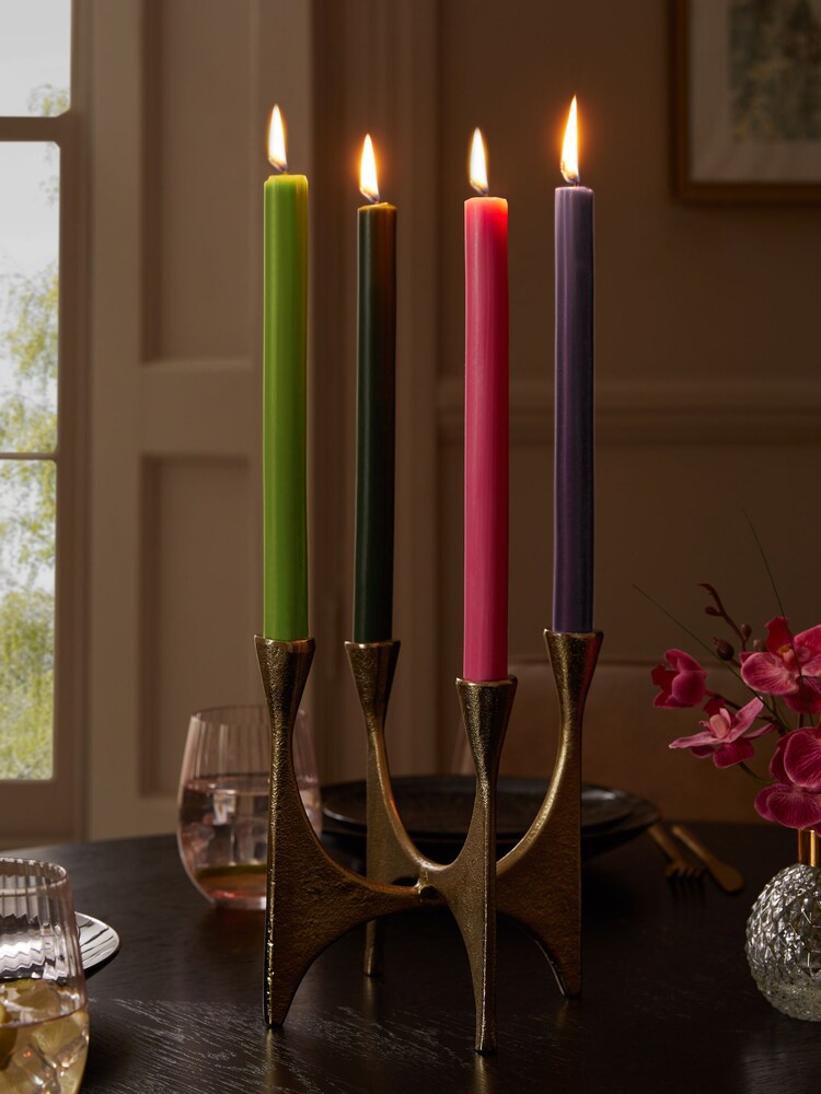 Set of 4 Multi Dripless Mixed Colour Dinner Candles - Image 2 of 4