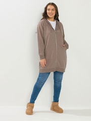 Marrón - Sudadera con capucha y zíper largo Yours Curve - Imagen 2 de 5