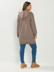 Marrón - Sudadera con capucha y zíper largo Yours Curve - Imagen 3 de 5