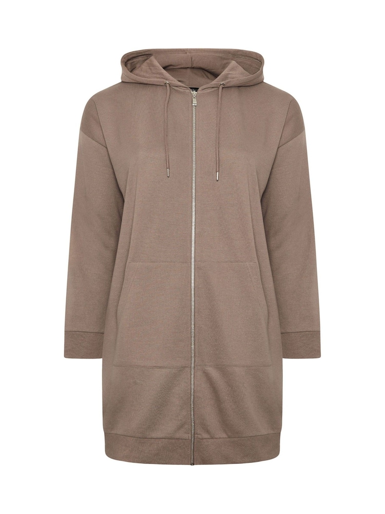 Marrón - Sudadera con capucha y zíper largo Yours Curve - Imagen 5 de 5