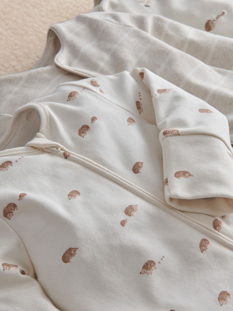 Mamas & Papas Brown Hedgehog Sleepsuits 3 Pack - Image 3 of 3 Mamas & Papas Brown Hedgehog Sleepsuits 3 Pack - Image 3 of 3