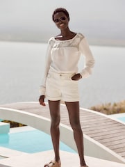 White Denim Boy Short - Image 2 of 4