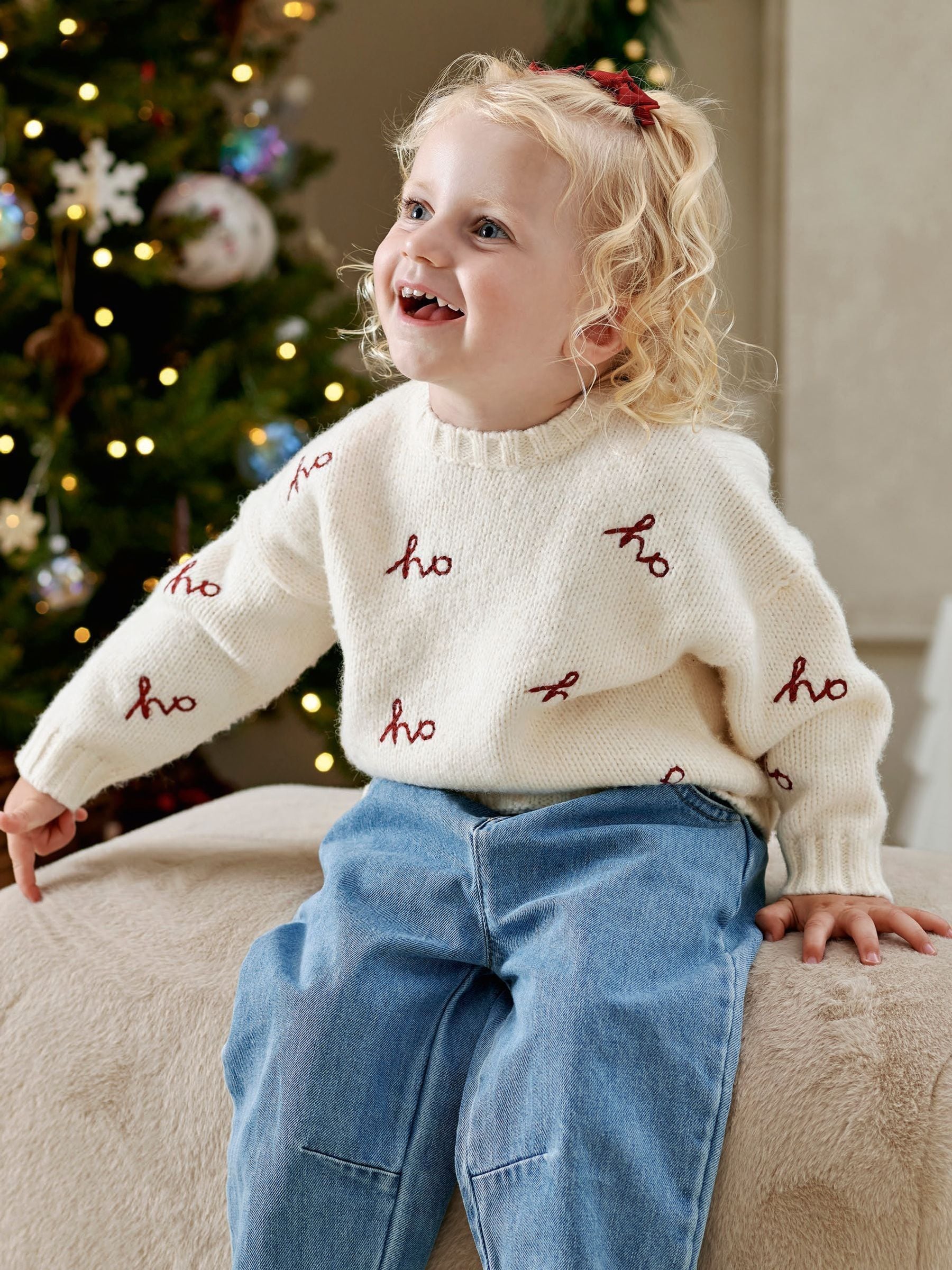 Mamas & Papas Unisex Newborn Cream Ho Knitted Christmas Jumper - Image 1