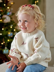 Mamas & Papas Cream Ho Knitted Christmas Jumper - Image 2 of 7