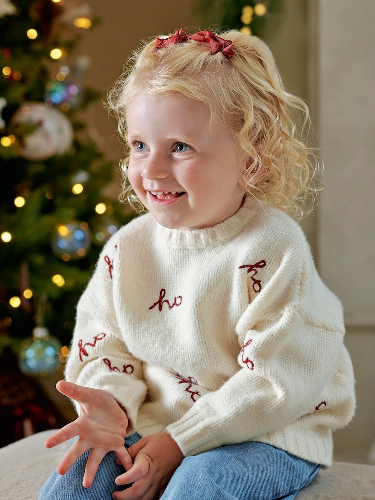 Mamas & Papas Cream Ho Knitted Christmas Jumper - Image 2 of 7 Mamas & Papas Cream Ho Knitted Christmas Jumper - Image 2 of 7