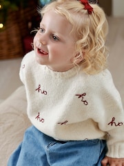 Mamas & Papas Cream Ho Knitted Christmas Jumper - Image 4 of 7