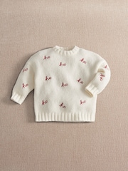 Mamas & Papas Cream Ho Knitted Christmas Jumper - Image 5 of 7