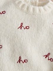 Mamas & Papas Cream Ho Knitted Christmas Jumper - Image 6 of 7