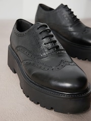 Black Signature Leather Chunky Brogue Lace Up Shoes - Image 3 of 6