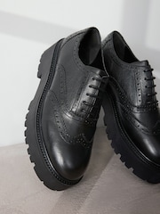 Black Signature Leather Chunky Brogue Lace Up Shoes - Image 4 of 6