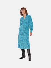 Whistles Blue Terrazzo Print Midi Dress - Image 1 of 5