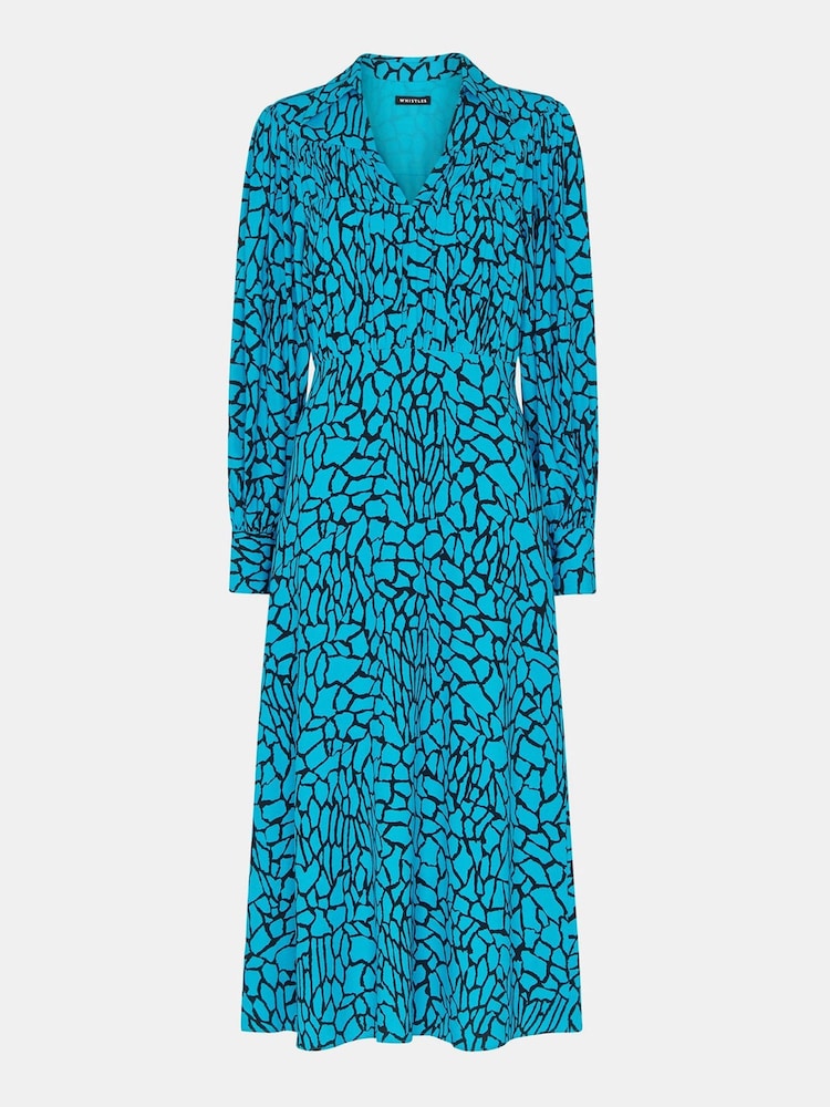 Whistles Blue Terrazzo Print Midi Dress - Image 5 of 5