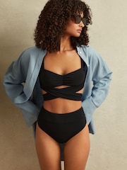 Reiss Black Cristina High Rise Bikini Bottoms - Image 3 of 6