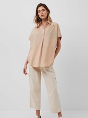 French Connection Brown Cele Rhodes Poplin 100% Cotton Shirt - Image 1 of 3