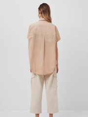 French Connection Brown Cele Rhodes Poplin 100% Cotton Shirt - Image 2 of 3