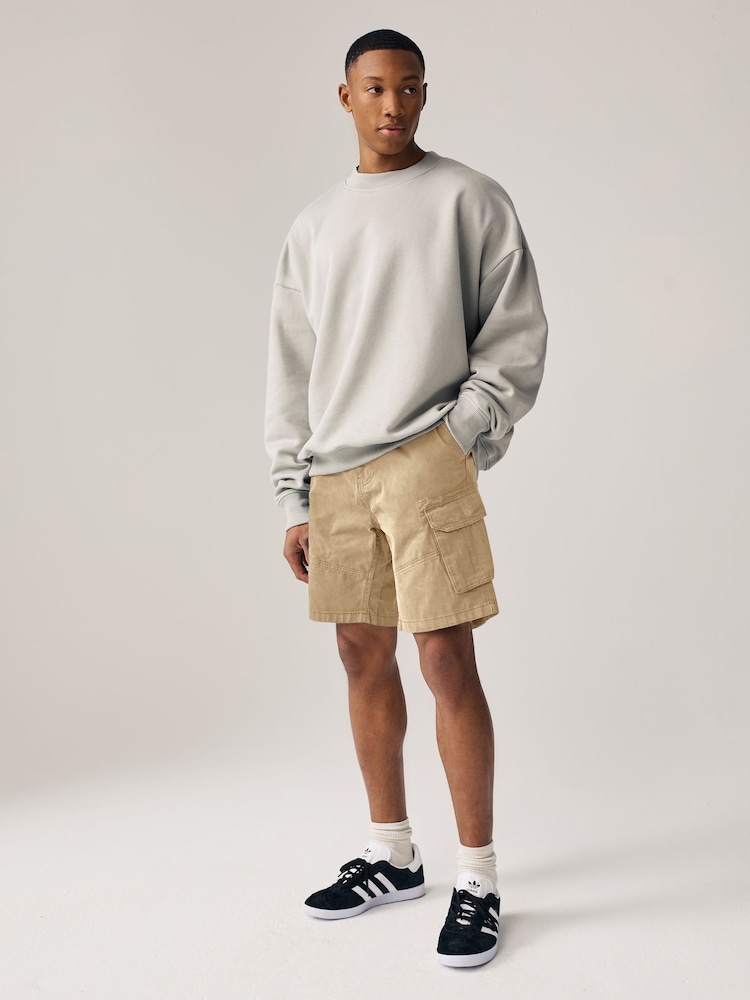 Navy Blue/Stone Natural 100% Cotton Cargo Shorts 2 Pack - Image 2 of 12
