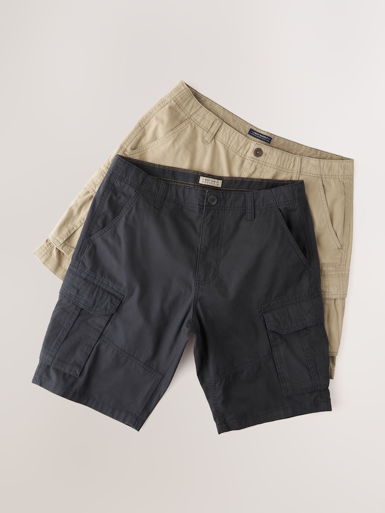 Bleu/Grège Naturel bleu marine - 100% coton Short Cargo 2 Lot - Image 8 of 12