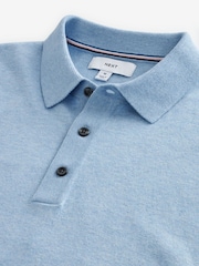 Light Blue Regular Fit Knitted Polo Shirt - Image 7 of 8