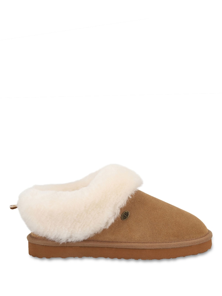Kayumangging Chestnut - Just Sheepskin Holly Full Back Sheepskin Slippers with EVA Sole - Larawan 2 ng 5