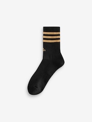 adidas Black/Gold 3-Stripe Crew Length Socks 3 Pack - Image 3 of 6