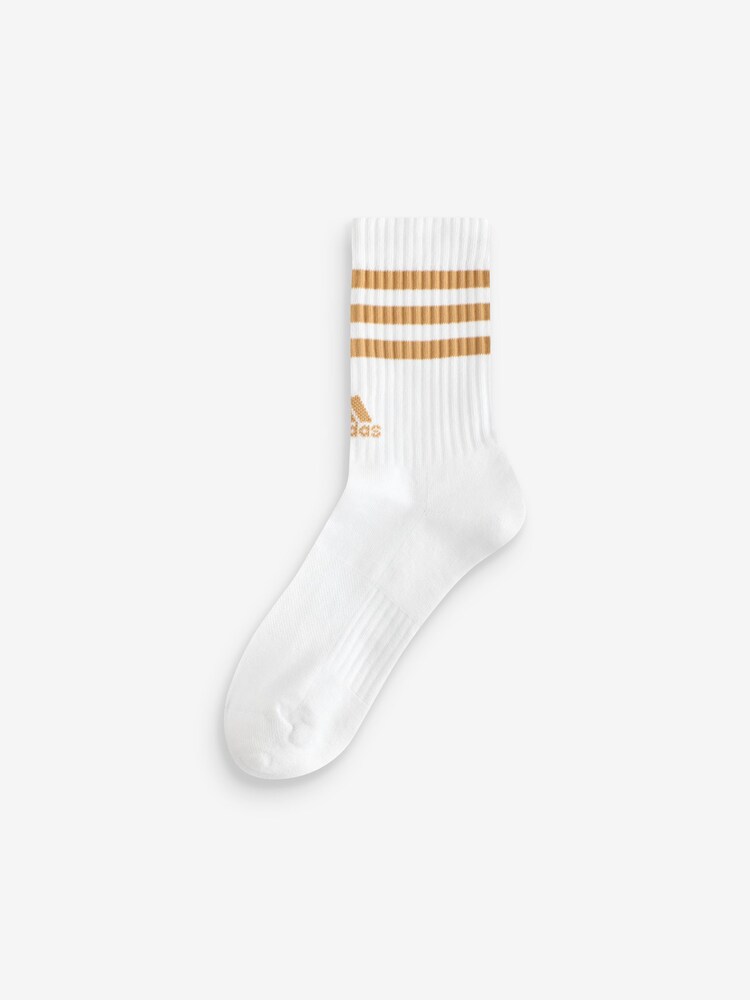 adidas Black/Gold 3-Stripe Crew Length Socks 3 Pack - Image 4 of 6