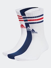 adidas Navy/Red 3-Stripe Crew Length Socks 3 Pack - Image 3 of 3