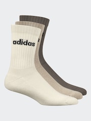 adidas Neutral Linear Crew Cushioned Socks 3 Pack - Image 1 of 2