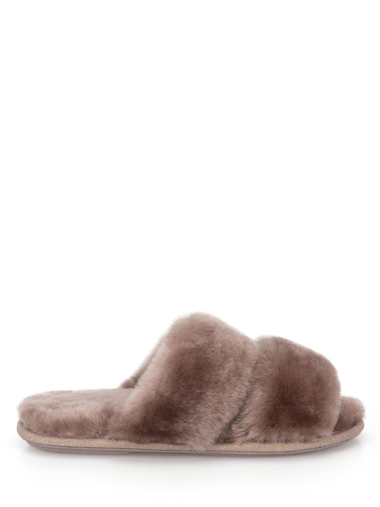 Ladies Poppy Open Toe Sheepskin Sliders - Image 2 of 5 Ladies Poppy Open Toe Sheepskin Sliders - Image 2 of 5