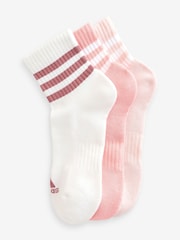 adidas Pink 3-Stripes Cushioned Sportswear Mid Cut Socks 3 Pairs - Image 1 of 4