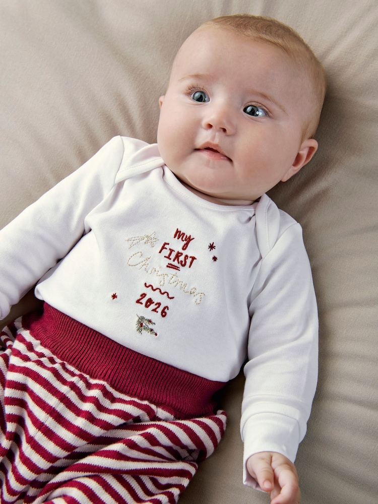 Mamas & Papas White My First Christmas 2026 Bodysuit - Image 2 of 6 Mamas & Papas White My First Christmas 2026 Bodysuit - Image 2 of 6