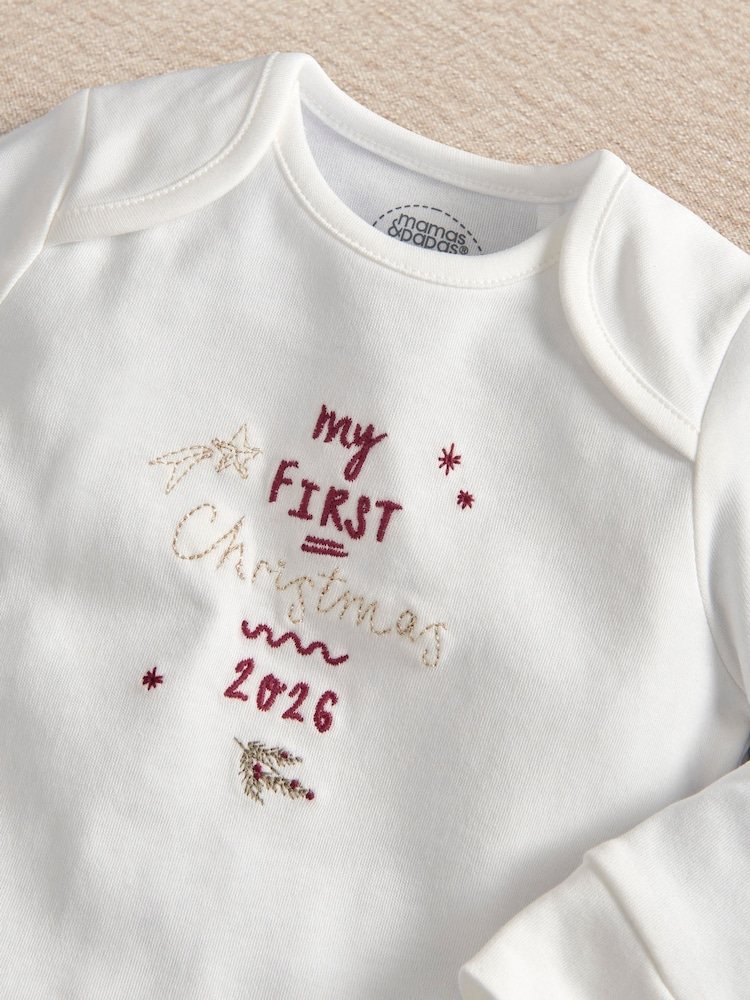 Mamas & Papas White My First Christmas 2026 Bodysuit - Image 6 of 6 Mamas & Papas White My First Christmas 2026 Bodysuit - Image 6 of 6