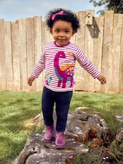 JoJo Maman Bébé Cream Girls' Dino Appliqué Top - Image 1 of 5