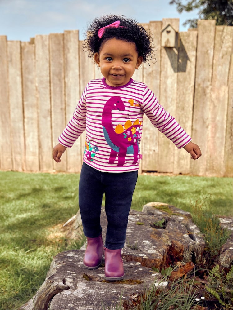 JoJo Maman Bébé Cream Girls' Dino Appliqué Top - Image 1 of 5