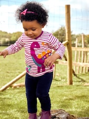JoJo Maman Bébé Cream Girls' Dino Appliqué Top - Image 2 of 5