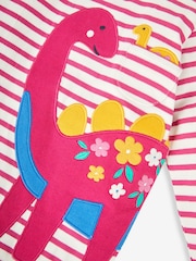 JoJo Maman Bébé Cream Girls' Dino Appliqué Top - Image 4 of 5