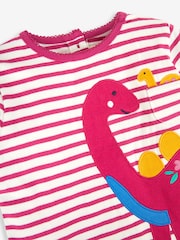 JoJo Maman Bébé Cream Girls' Dino Appliqué Top - Image 5 of 5