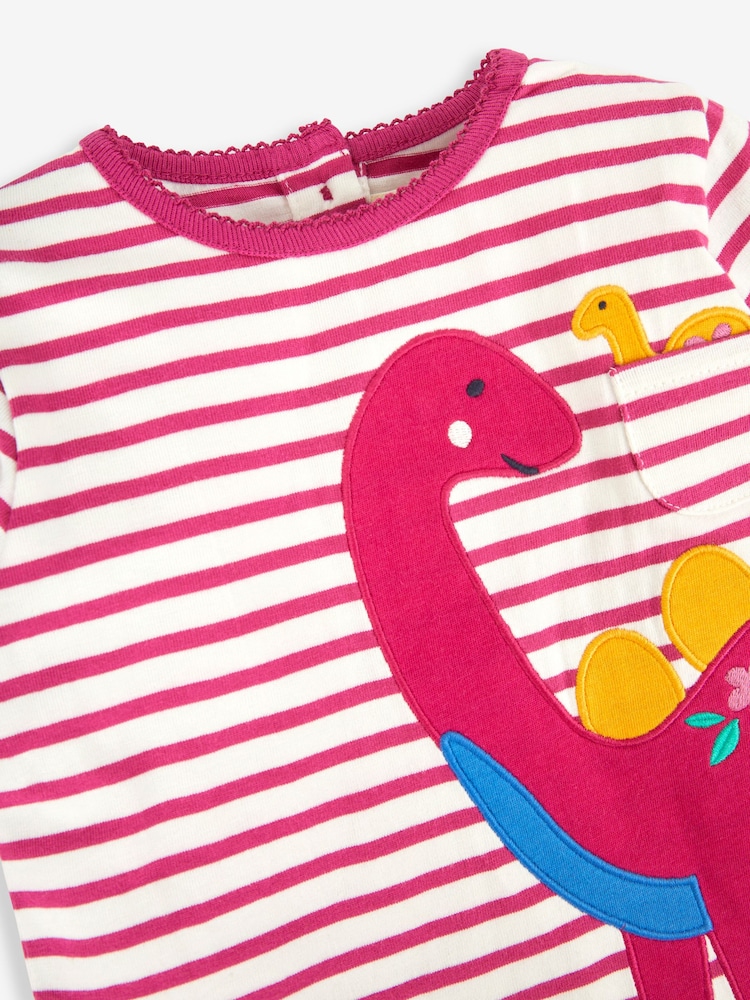 JoJo Maman Bébé Cream Girls' Dino Appliqué Top - Image 5 of 5