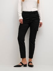 Kaffe Lea Black Trousers With Cargo Pockets - Image 1 of 6