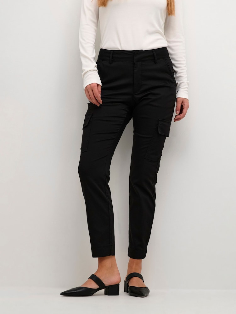 Kaffe Lea Black Trousers With Cargo Pockets - Image 1 of 6