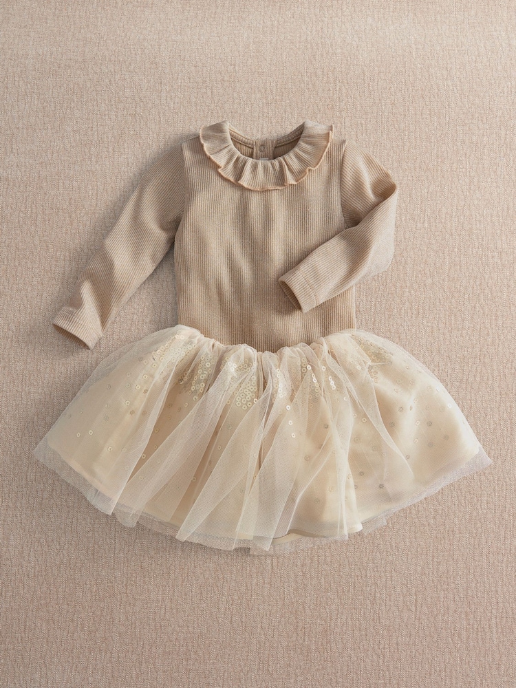 Mamas & Papas Gold Sequin Tutu & Frill Bodysuit Set - Image 1 of 3