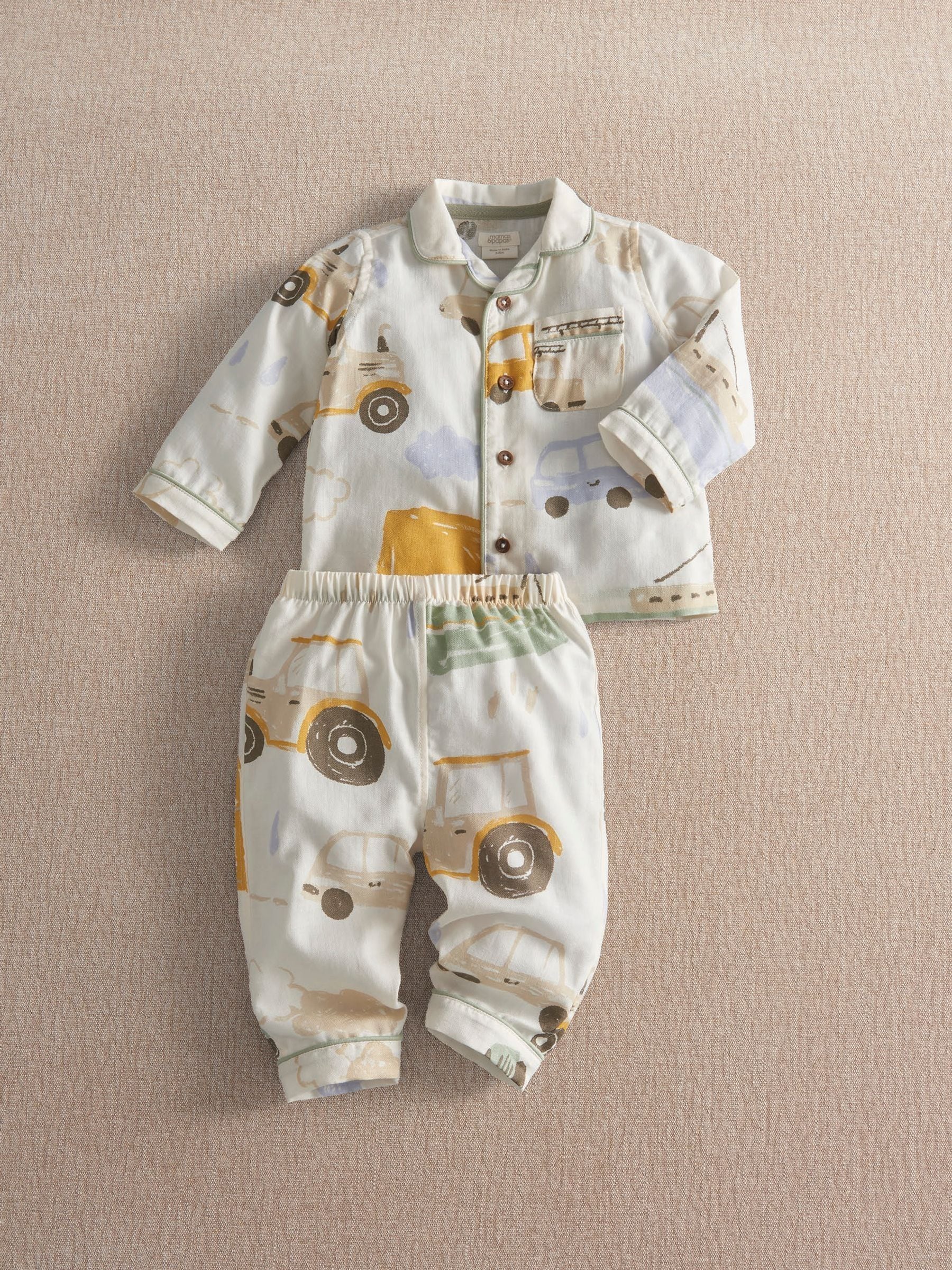 Mamas & Papas Unisex Kids Beige Truck & Transport Pyjama Set - 3-6 Months - Image 4