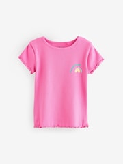 Pink Rib Short Sleeve T-Shirts 5 Pack (3mths-7yrs) - Image 2 of 8