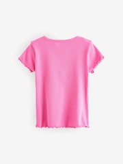 Pink Rib Short Sleeve T-Shirts 5 Pack (3mths-7yrs) - Image 3 of 8