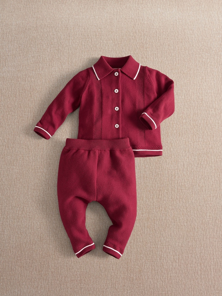 Mamas & Papas Mr Santa Knitted Christmas Shirt & Leggings Set - Slika 1 iz 3