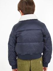 Tommy Hilfiger Kids Blue Quilt Cropped Puffer Jacket - Image 2 of 6