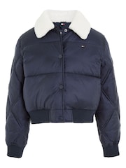 Tommy Hilfiger Kids Blue Quilt Cropped Puffer Jacket - Image 4 of 6