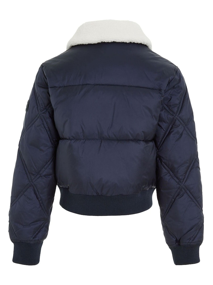 Tommy Hilfiger Kids Blue Quilt Cropped Puffer Jacket - Image 5 of 6