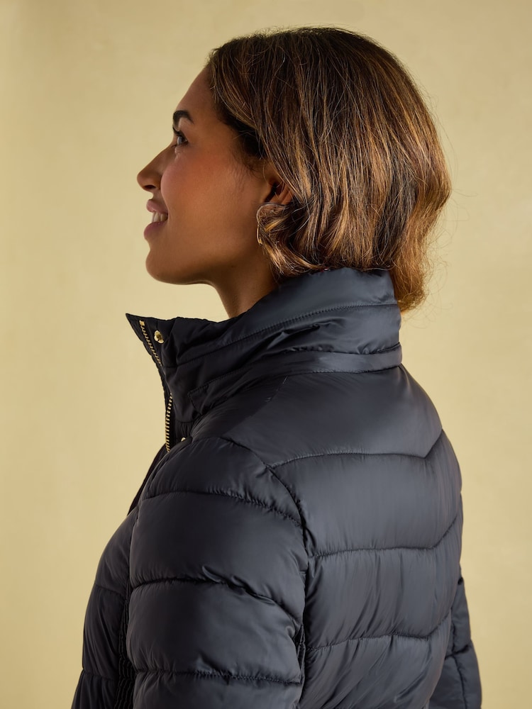 Joules Pembury Navy Blue Showerproof Longline Padded Coat With Hood - Image 5 of 7