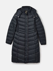 Joules Pembury Navy Blue Showerproof Longline Padded Coat With Hood - Image 7 of 7