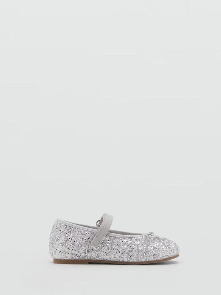 Mango Silver Glitter Strap Ballet Flats - Image 1 of 4